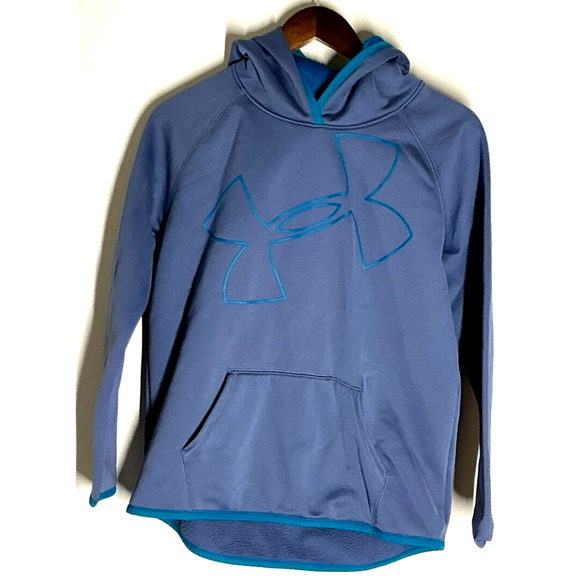 Under Armour Jacket XL Blue Women Loose Gold Gear Hooded Pockets Used - Picture 1 of 7